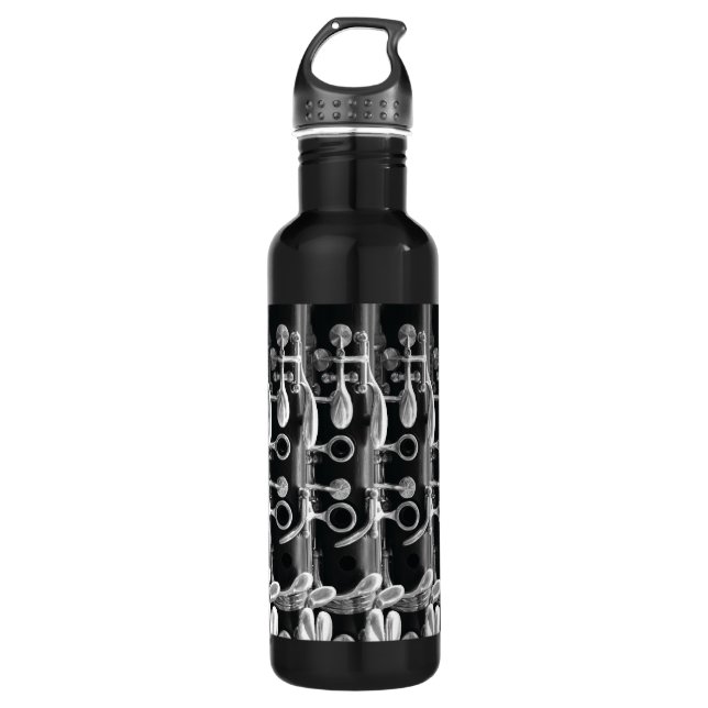 Clarinet Black and White Wallpaper 710 Ml Water Bottle (Front)
