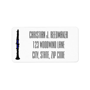 Clarinet Black silhouette clarinet blue tone holes Label