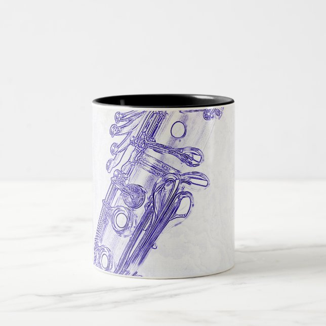 Clarinet Blue Drawing Coffee Mug (Center)