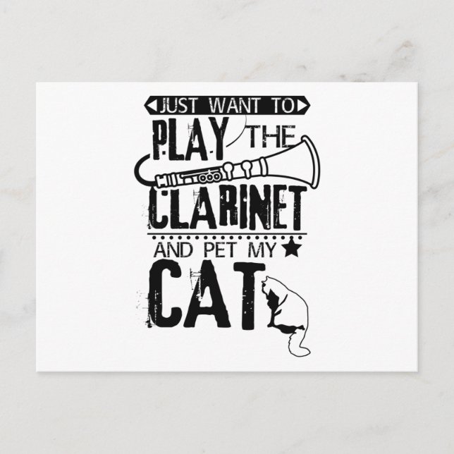 Clarinet Cat Postcard (Front)