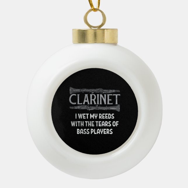 Clarinet Ceramic Ball Christmas Ornament (Front)
