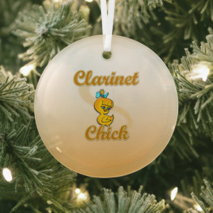 Clarinet Chick Glass Tree Decoration