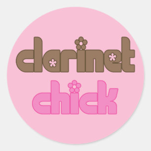 Clarinet Chick Music Gift Classic Round Sticker