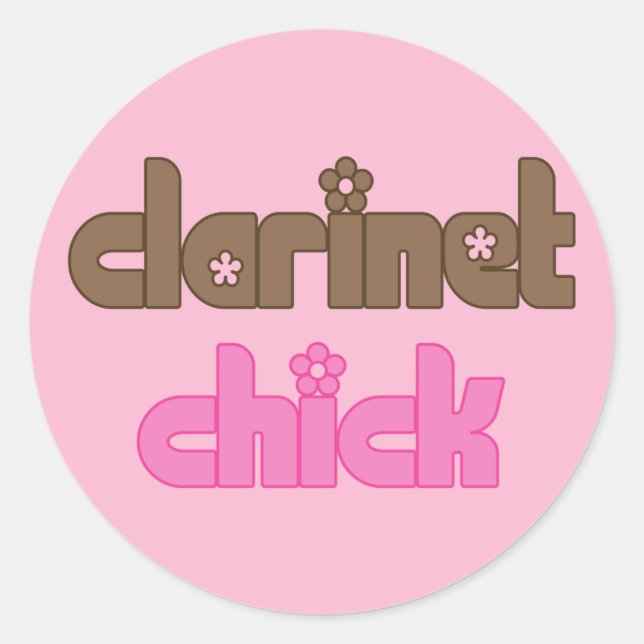 Clarinet Chick Music Gift Classic Round Sticker (Front)