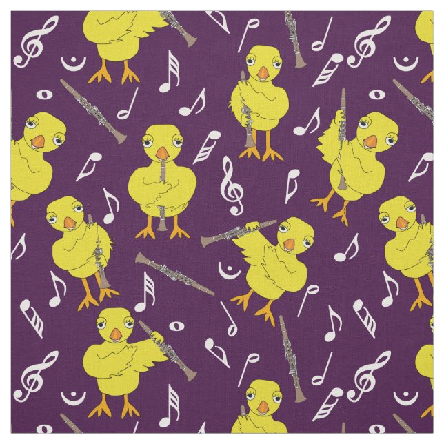 Clarinet Chick Music Notes Fabric (Swatch)