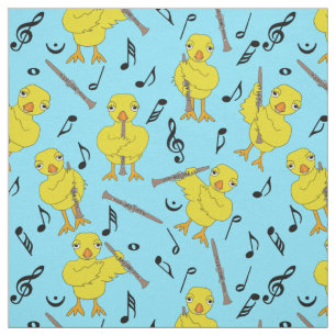 Clarinet Chick Music Notes Fabric