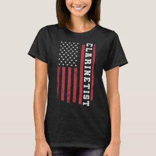 Clarinet Clarinetist Instrument USA US Flag4 T-Shirt