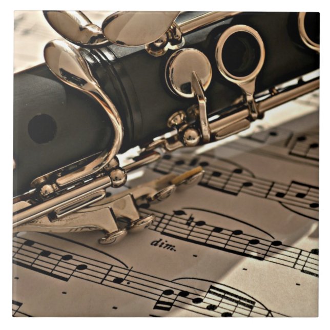 Clarinet closeup ceramic tile (Front)