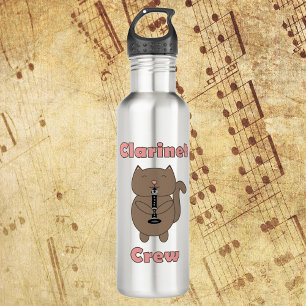 Clarinet Crew Brown Cat Funny Pink 710 Ml Water Bottle