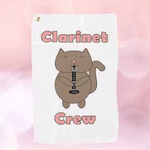 Clarinet Crew Pink Brown Cat Golf Towel