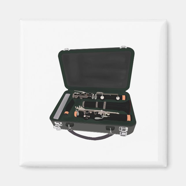 Clarinet Disassembled Inside a Suitcase Magnet (Front)