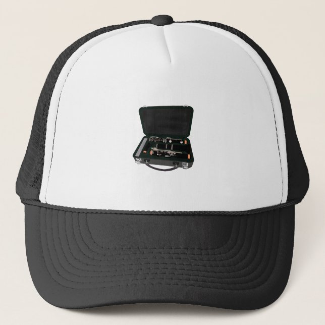 Clarinet Disassembled Inside a Suitcase Trucker Hat (Front)