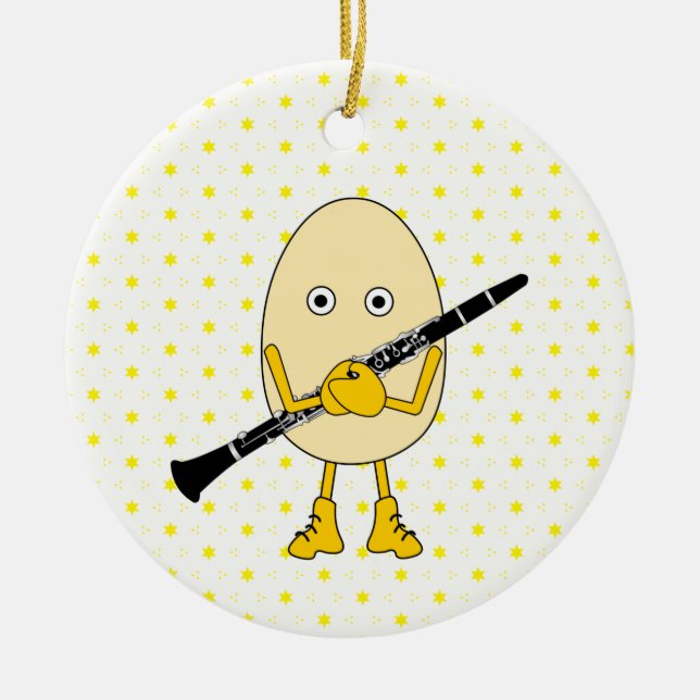 Clarinet Egghead Ceramic Ornament (Front)