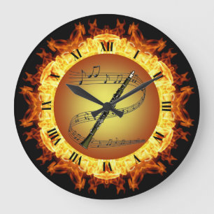 Clarinet ~ Fire Creation #3 ~ Out Of The Crucible Large Clock