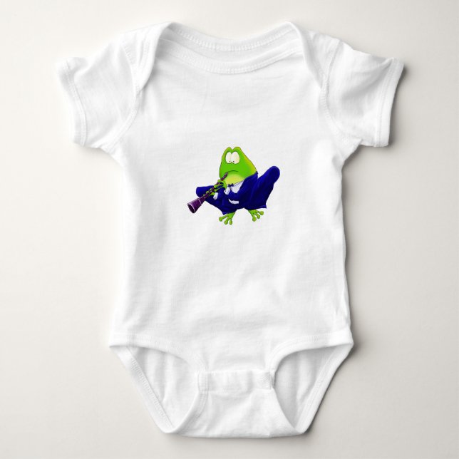 Clarinet Frog Baby Bodysuit (Front)