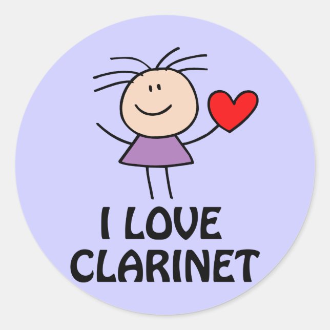 Clarinet Girl Classic Round Sticker (Front)