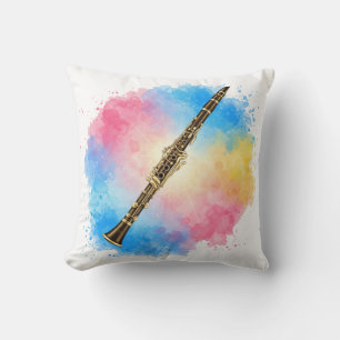 Clarinet Harmony: Colourful Watercolors. Cushion
