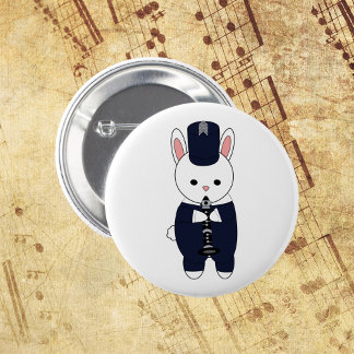 Clarinet Marching Band Rabbit Navy Blue 6 Cm Round Badge