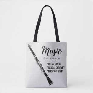 Clarinet music instrument lover  tote bag