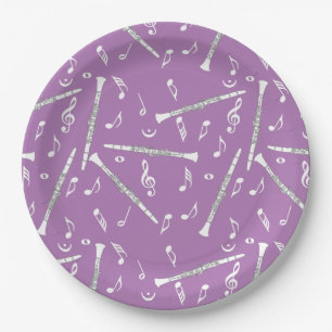 Clarinet Music Note Pattern Paper Plate