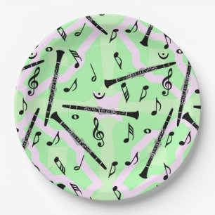 Clarinet Music Note Pattern Paper Plate