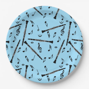 Clarinet Music Note Pattern Paper Plate