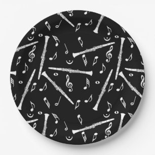 Clarinet Music Note Pattern Paper Plate