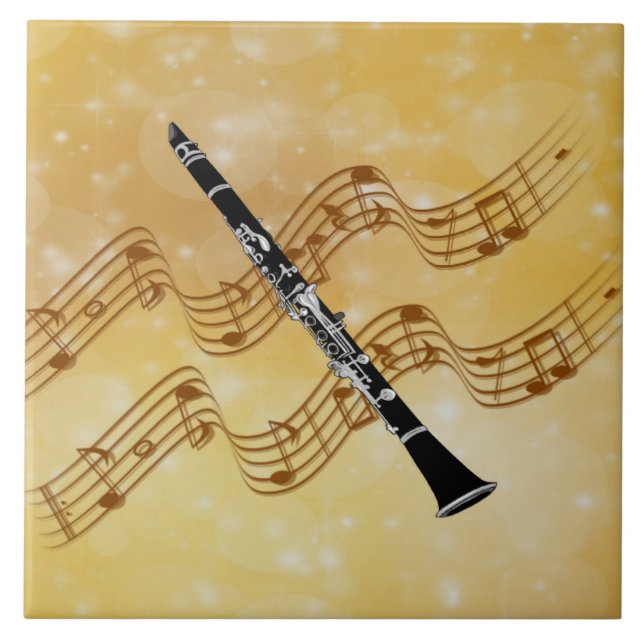 Clarinet music, popular design, ceramic tile (Front)