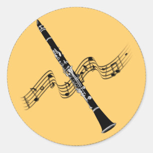 Clarinet Music, popular design Classic Round Sticker