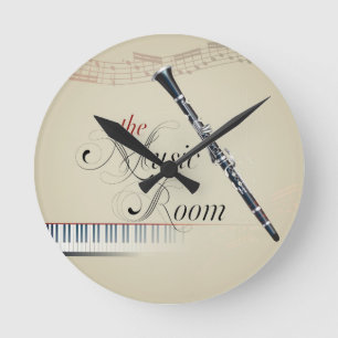 Clarinet Music Room Round Clock