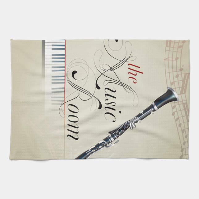 Clarinet Music Room Tea Towel (Horizontal)