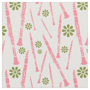 Clarinet Musical Instrument Band Orchestra Flowers Fabric