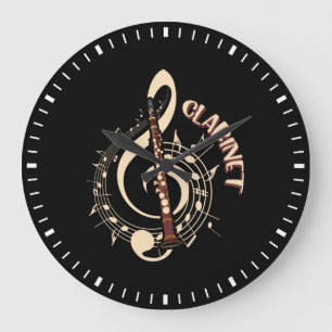 Clarinet Musical Instrument Music Lovers Large Clock
