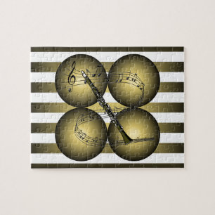 Clarinet ~ Musical Scale ~ Musical Globes ~Stripes Jigsaw Puzzle