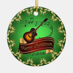 Clarinet ~ Musical Scroll ~ Merry Christmas ~ Ceramic Ornament