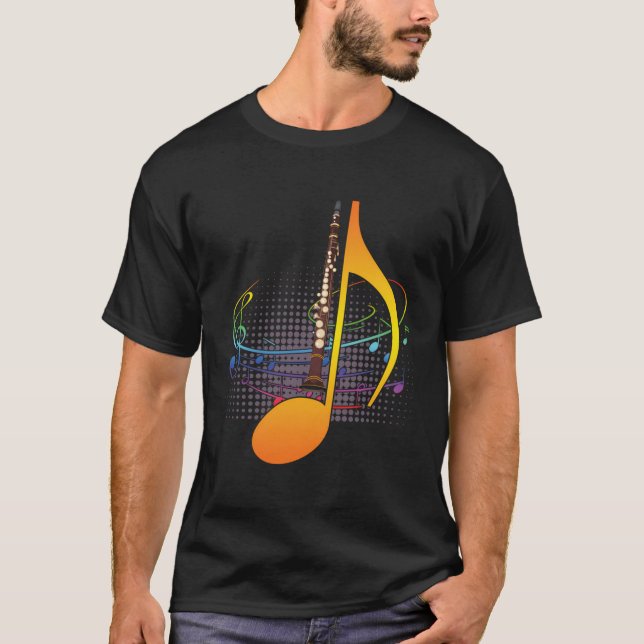 Clarinet Musician Musical Note Hoodie Clarinetist  T-Shirt (Front)
