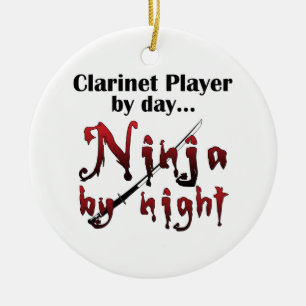 Clarinet Ninja Ceramic Tree Decoration