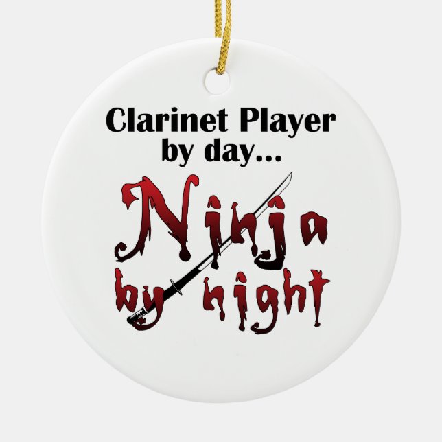 Clarinet Ninja Ceramic Tree Decoration (Front)