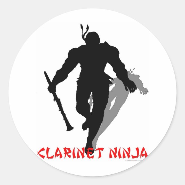 Clarinet Ninja Classic Round Sticker (Front)