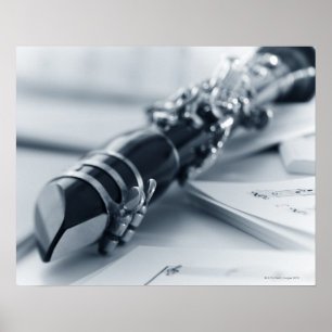 Clarinet on Music Sheets Poster