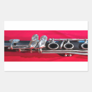 Clarinet on Red Rectangular Sticker