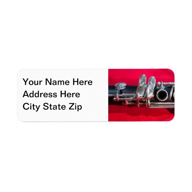 Clarinet on Red Return Address Label (Front)