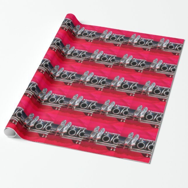 Clarinet on Red Wrapping Paper (Unrolled)