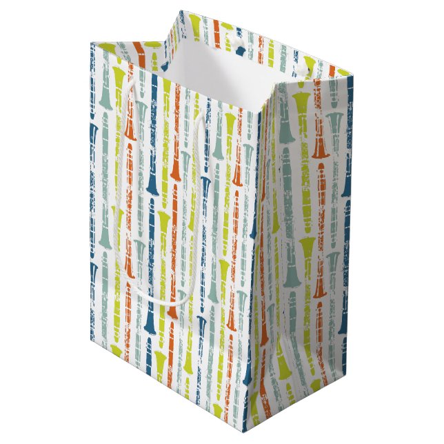 Clarinet Pattern Medium Gift Bag (Front Angled)