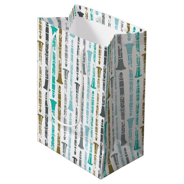 Clarinet Pattern Medium Gift Bag (Front Angled)