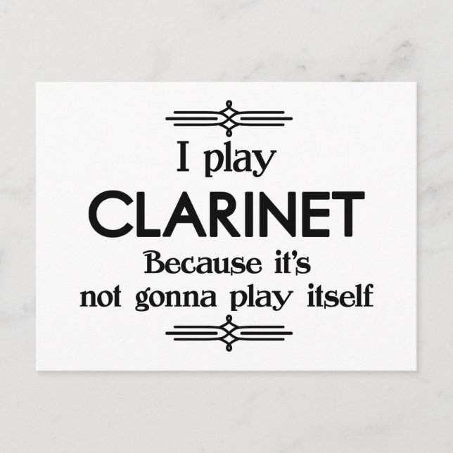 Clarinet - Play Itself Funny Deco Music Postcard (Front)