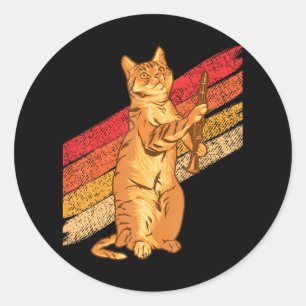 Clarinet Player Cat Wind Instrument Musician Classic Round Sticker