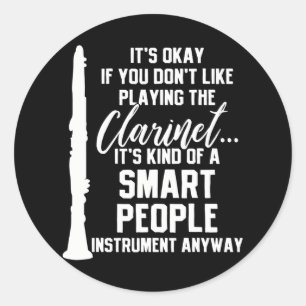 Clarinet Player Music Instrument Funny Classic Round Sticker
