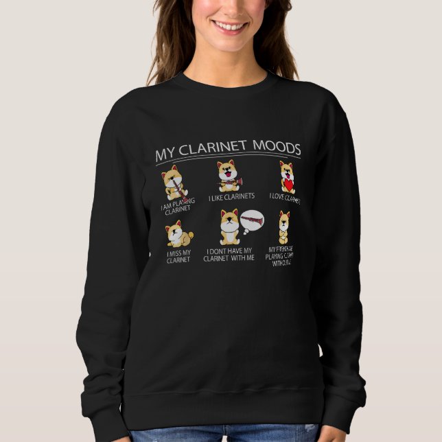 Clarinet Player Shiba Inu Dog Musician Kids Clarin Sweatshirt (Front)