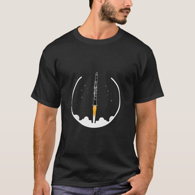 Clarinet-Rocket - Concert Marching Band Funny Clar T-Shirt (Front)